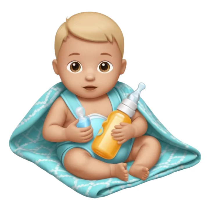 isometric style of items in a "baby list" sticker