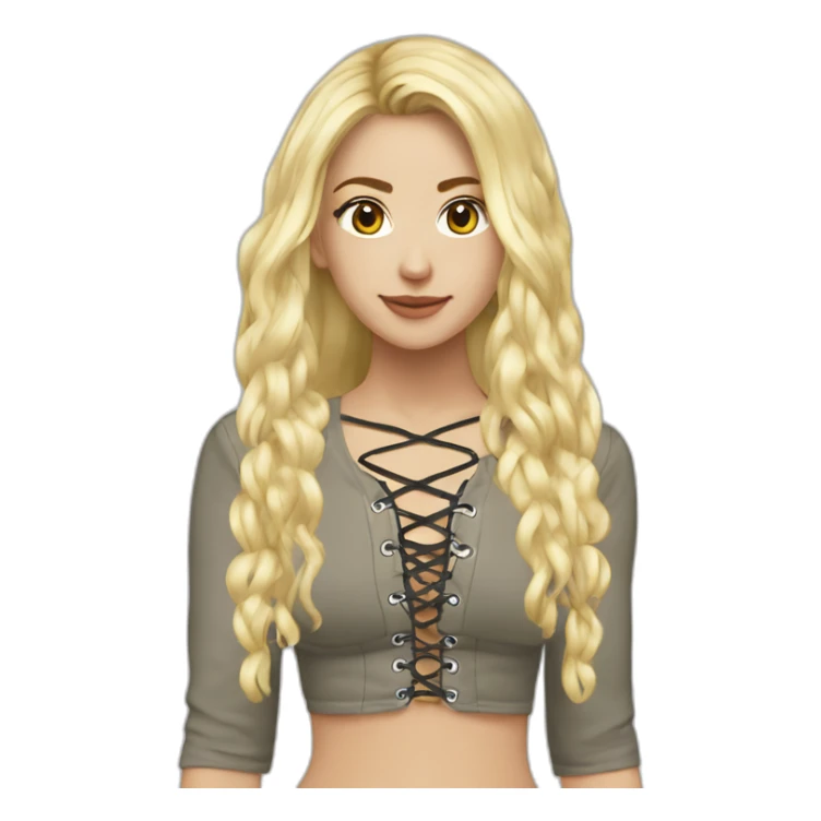caucasian straight long haired blonde plush lace up crop top sticker