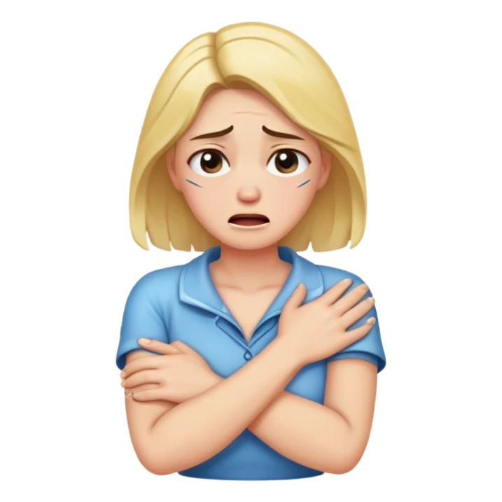 Chica con los brazos cruzados en su cuello llorando sticker