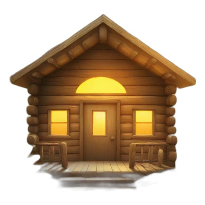 bright sun shining on a wood cabin sticker