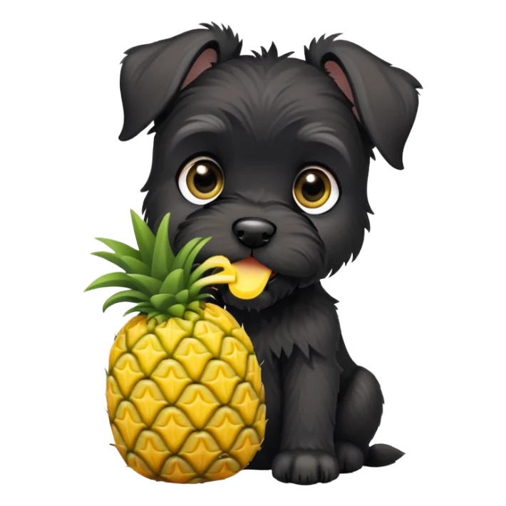 Black schnauzer puppies eating pineapples sticker