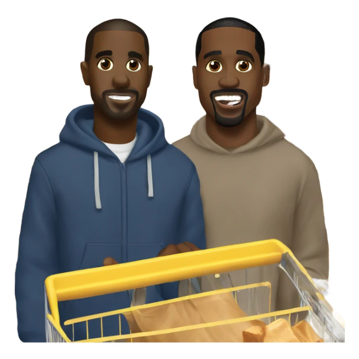 Travis Scott and Kanye West shopping at Aldi for peanut butter sticker