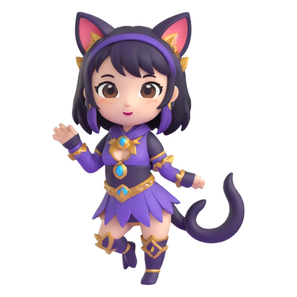chibi catgirl with fantasy outfit, playful expression sticker