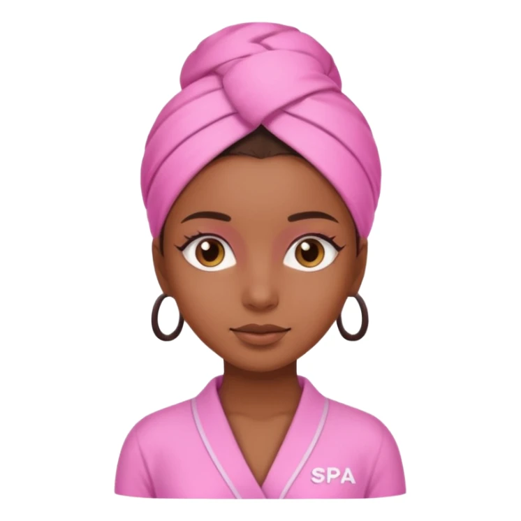 Brown skin girl wearing a pink spa outfit  sticker