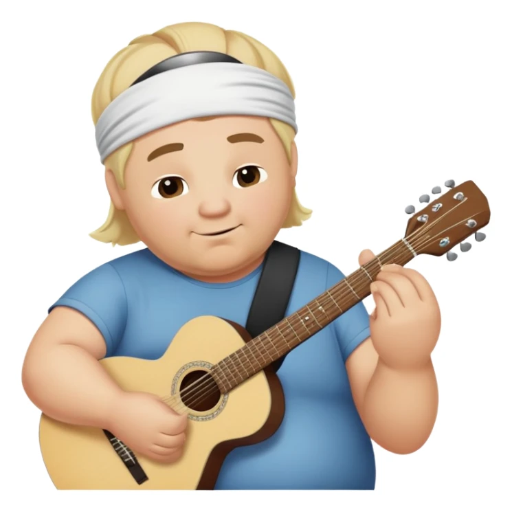 Overweight Blonde man in his 60’s with headband playing guitar sticker