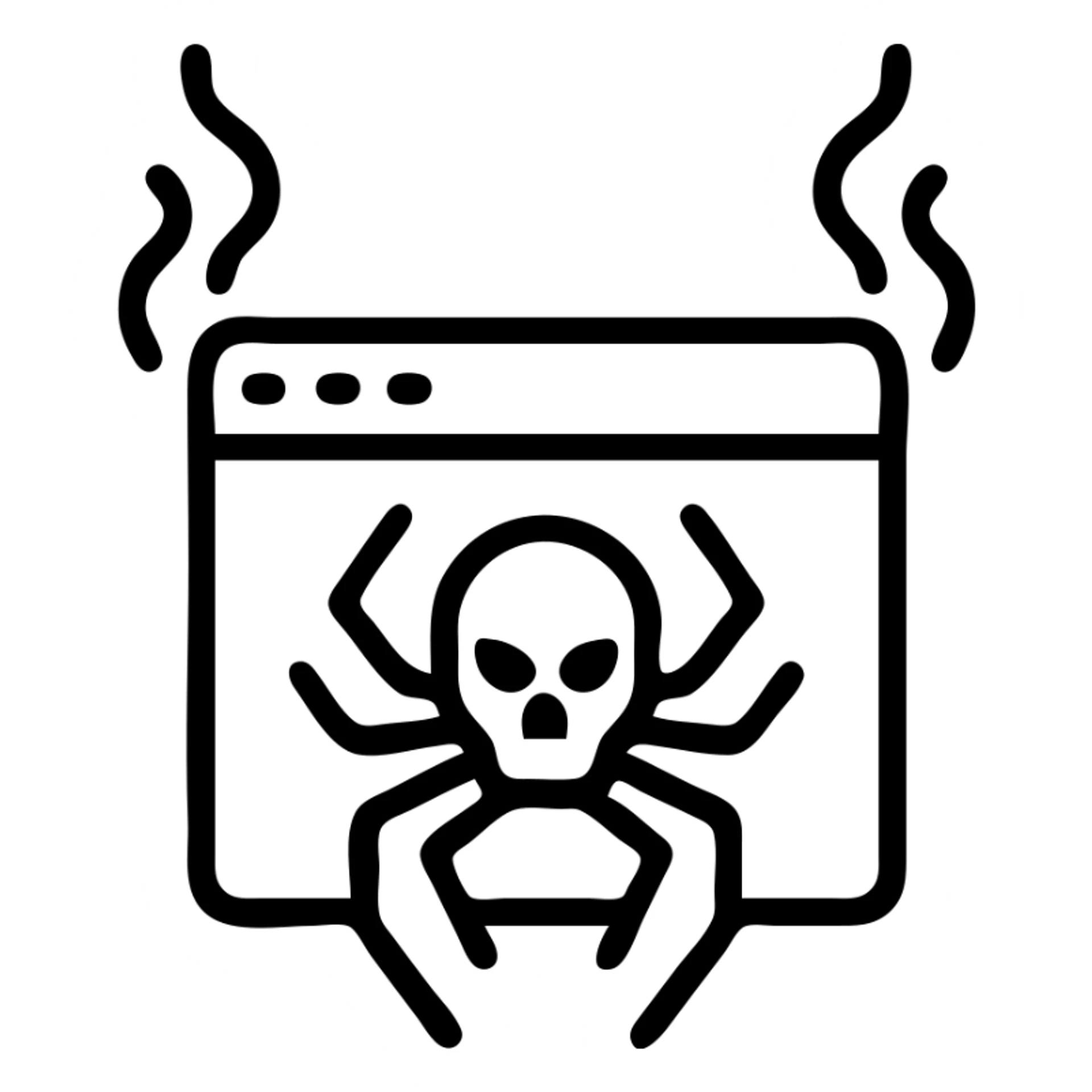 sharp clear icon of the dark web with clear lines, smoke escaping from icon suggesting secrecy or danger sticker