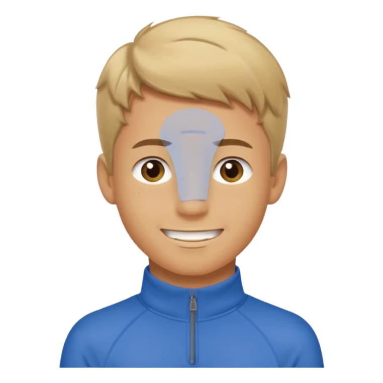 make a boy with comb over  dirty blond hair hazel eyes tan white smirky smile and quarter zip  sticker