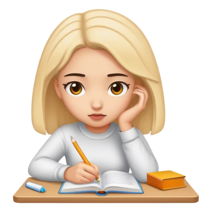 a girl studying very hard sticker