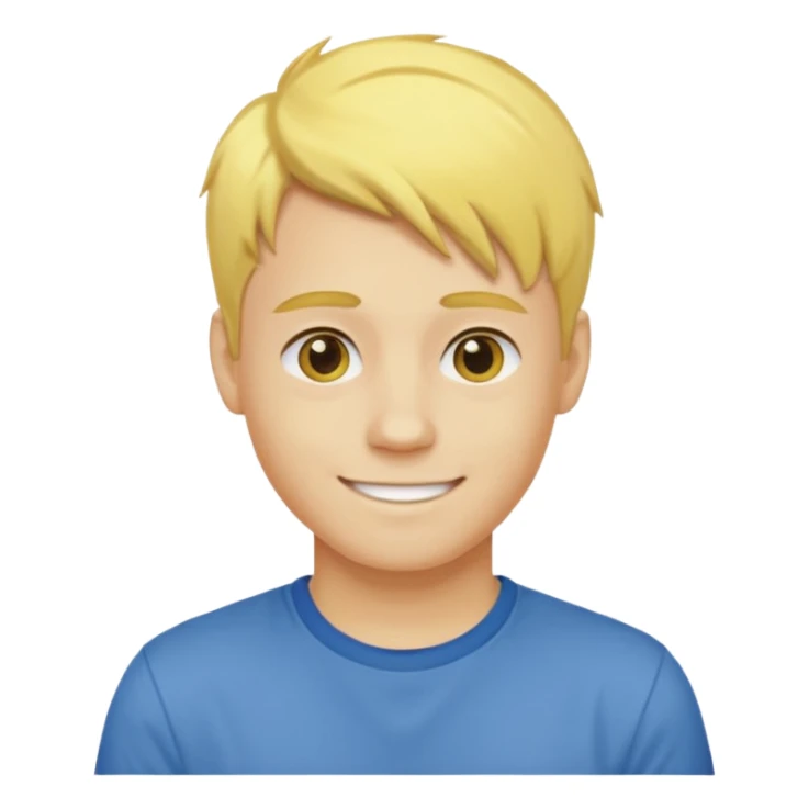 Yellow hair side part man, 20 year old, yellow skin, smile sticker