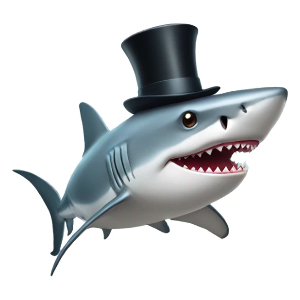 Shark with a top hat sticker