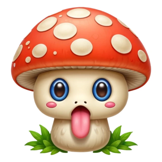 Mushroom with eyes sticking its tongue out  sticker