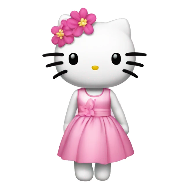 Hello kitty with pink flowers and a pink dress  sticker