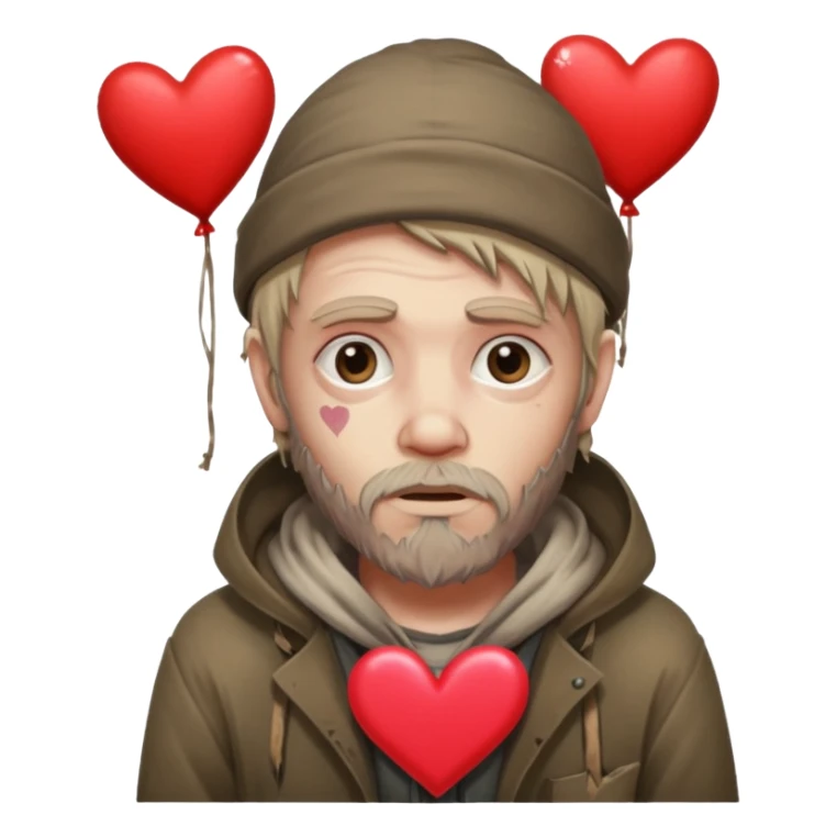Homeless man with Valentine’s Day decor smelly and ugly  white sticker
