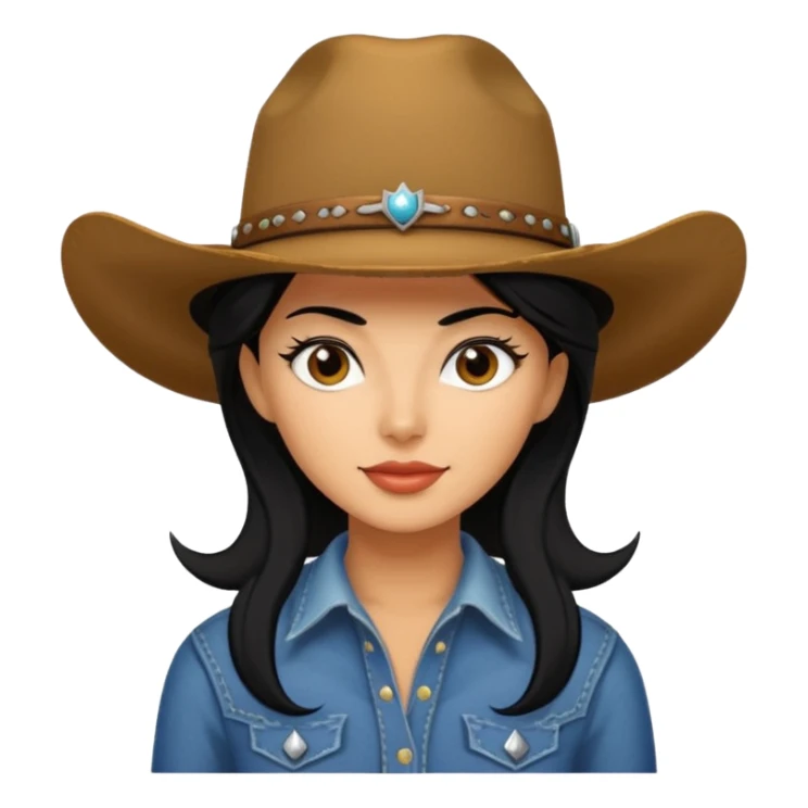 A punchy jet black haired cowgirl sticker