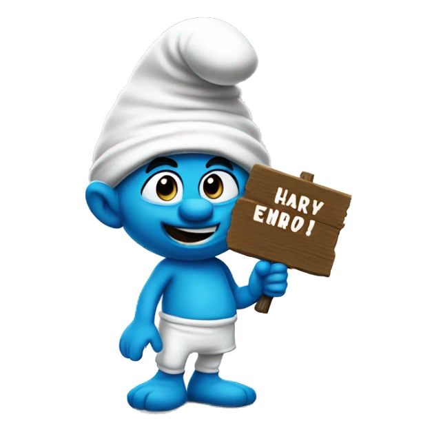 smurf with sign that says hairy sticker