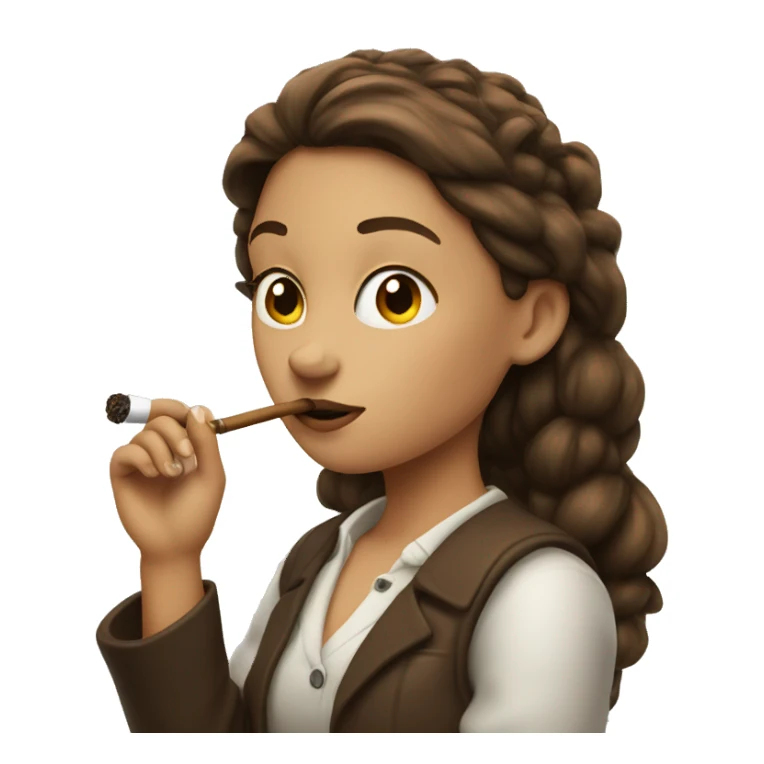 Girl with brown hair smoking pipe sticker