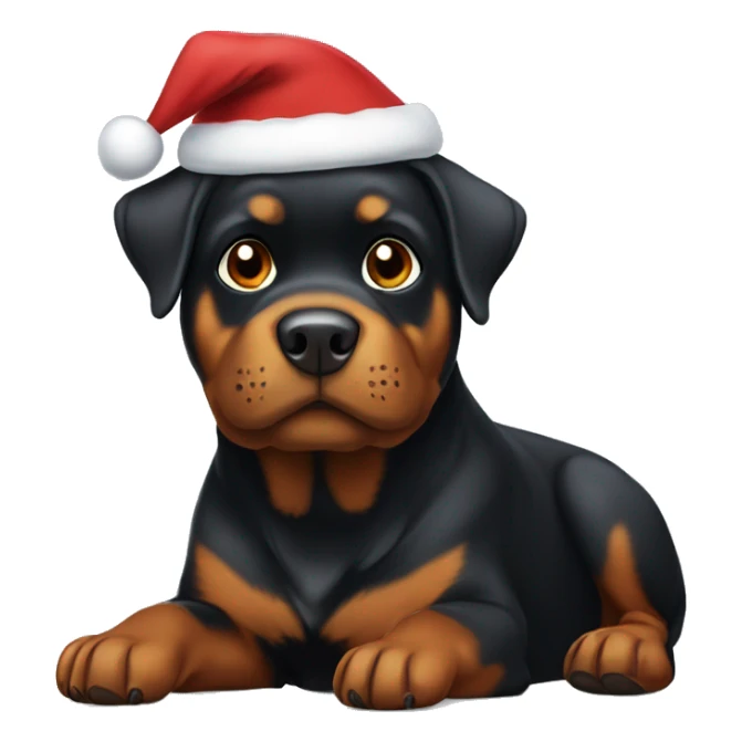 Rottweiler with brown on its face wearing Santa hat  sticker