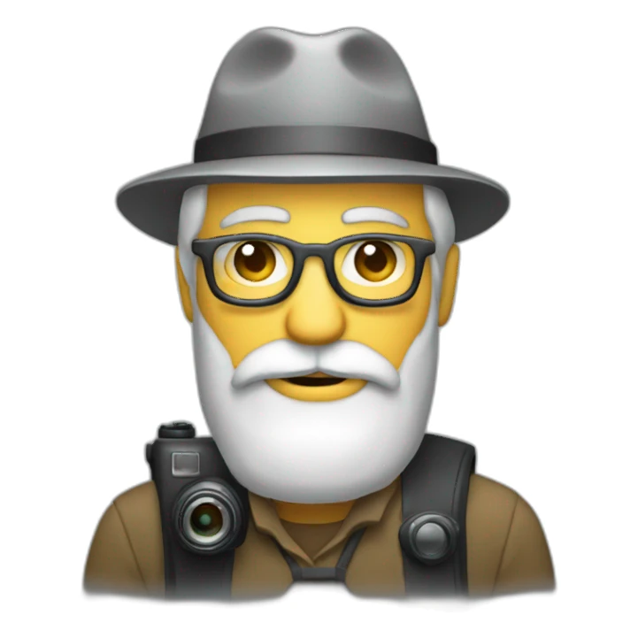 photographer, old, grey, no hat, beard, camera, nature sticker