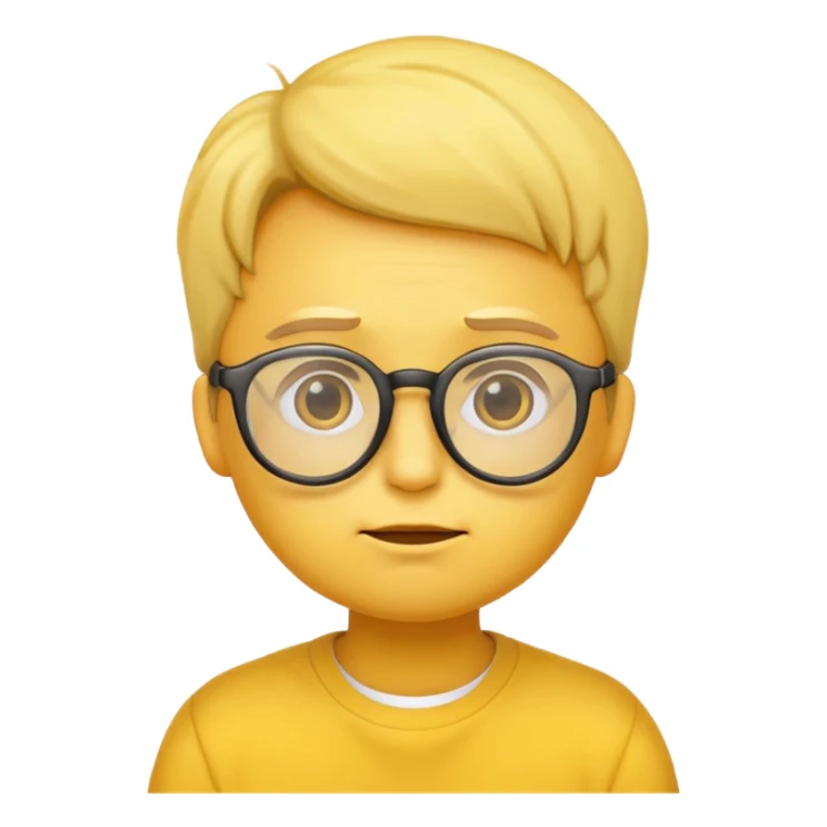 yellow emoji wearing glasses and thinking not smiling sticker
