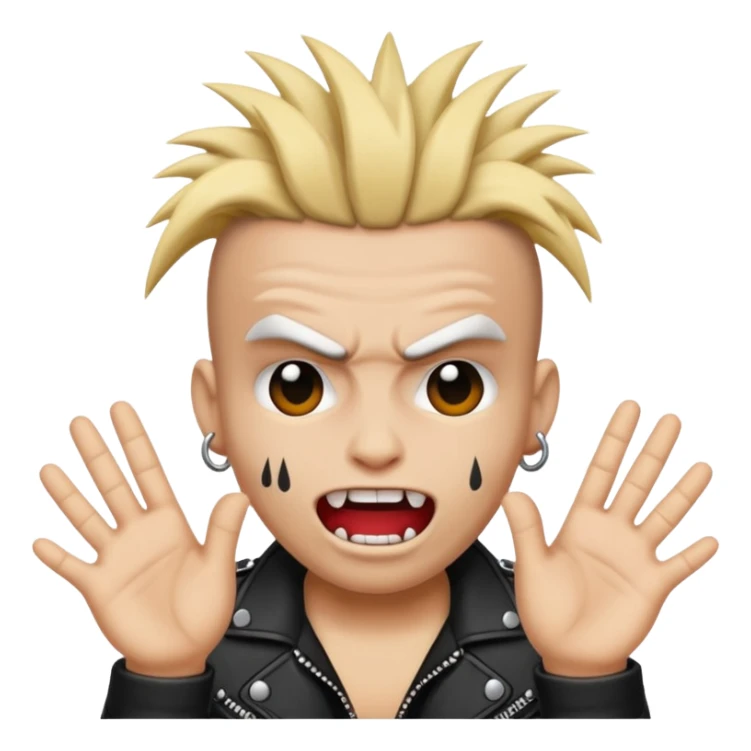 punk emoji, hardcore rock face emoji with hands sticker