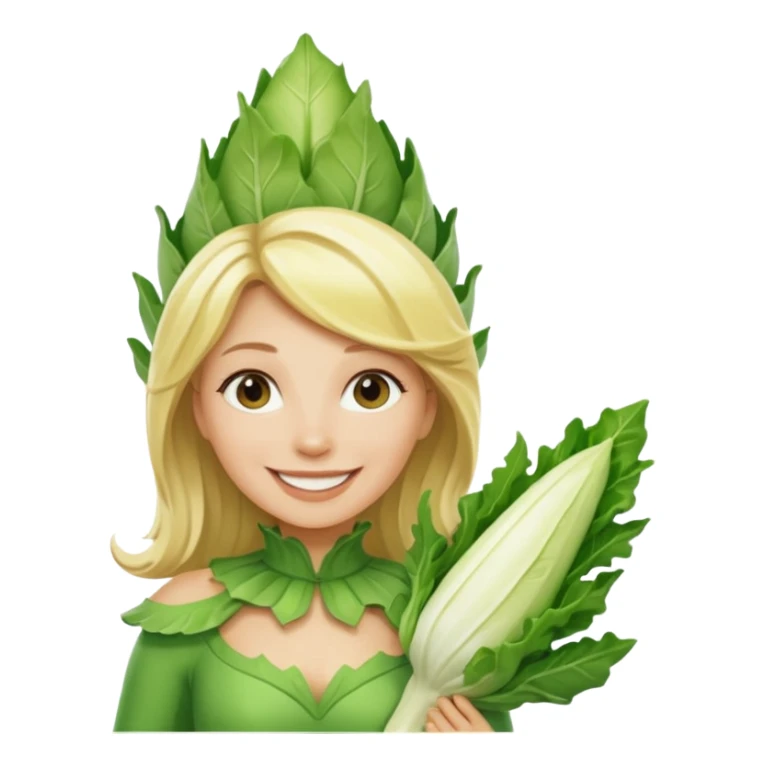 Femme blonde 👩🏼 déguisée en costume d’endive géante  sticker