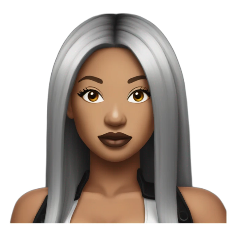 The rapper Megan Thee Stallion with black hair sticker