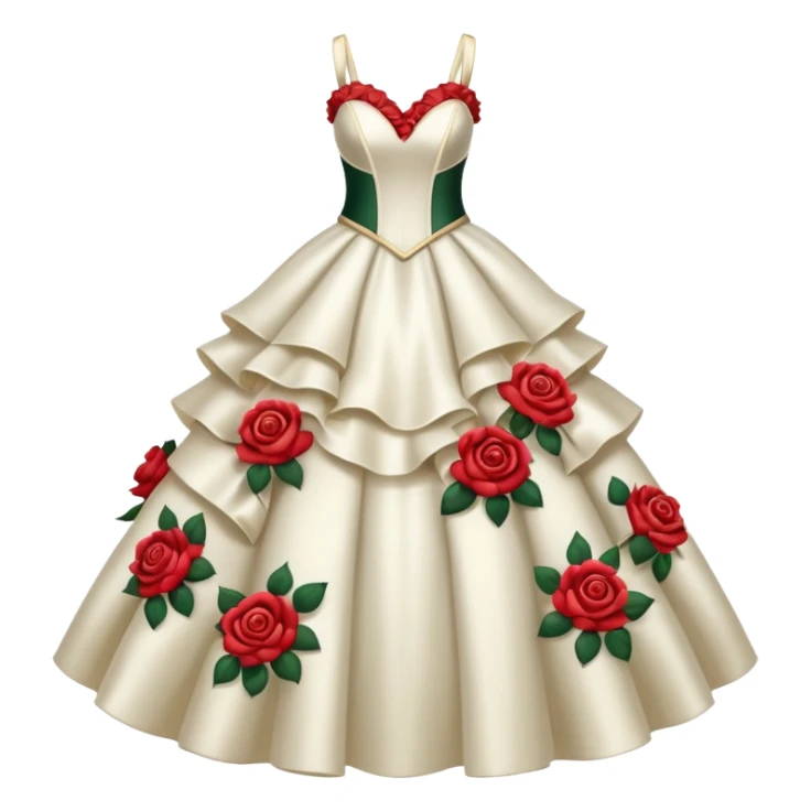 Hyper Realistic ornate Wedding dress displays ruffles and roses sticker
