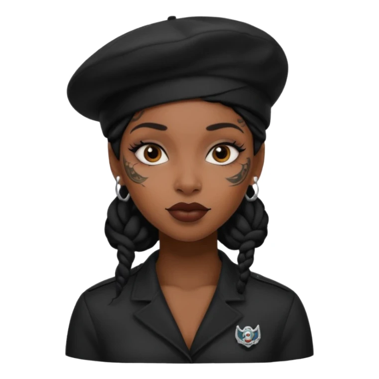 black woman with tattooed faces wearing berets sticker