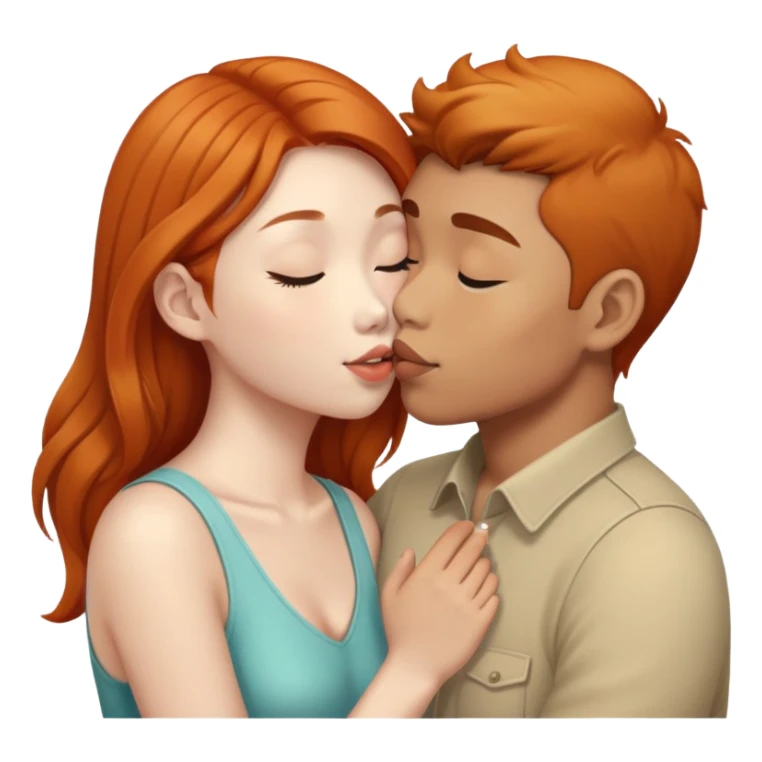 asian man and ginger girl kissing sticker