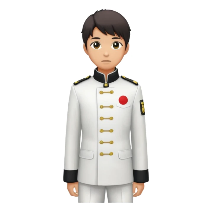 Japanese high school boy in gakuran uniform with black standing collar sticker