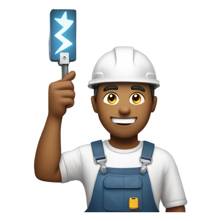 electrician holding high voltage sign sticker