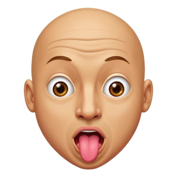 Bald man sticking out a silly pointed tongue sticker
