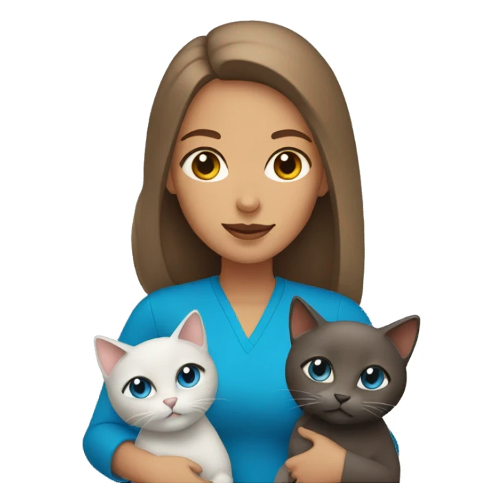 Woman with brown and blue eyes holding a gray cat sticker