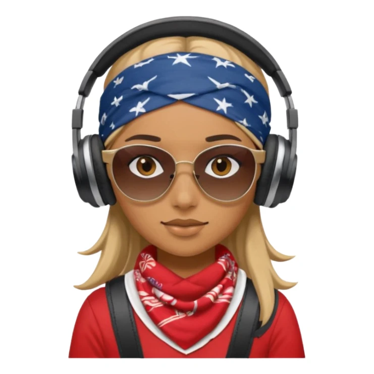 girl with shades, headphones and bandana sticker