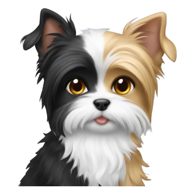 Yorkie hugging a black and white cat  sticker