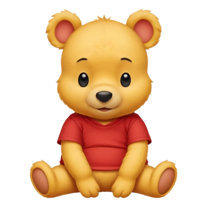 a cute sitting whinne the pooh in a red t shirt sticker