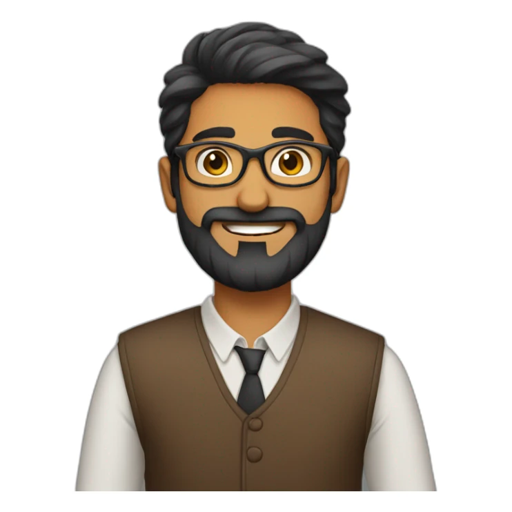 indian guy with glasses and  french beard sticker