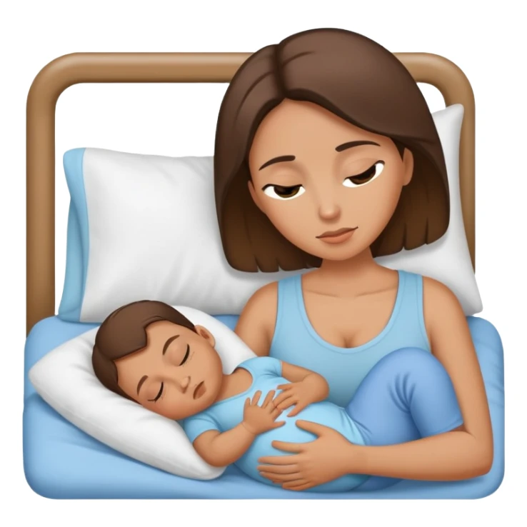 Light brunette fit mom forcing baby boy go to sleep sticker