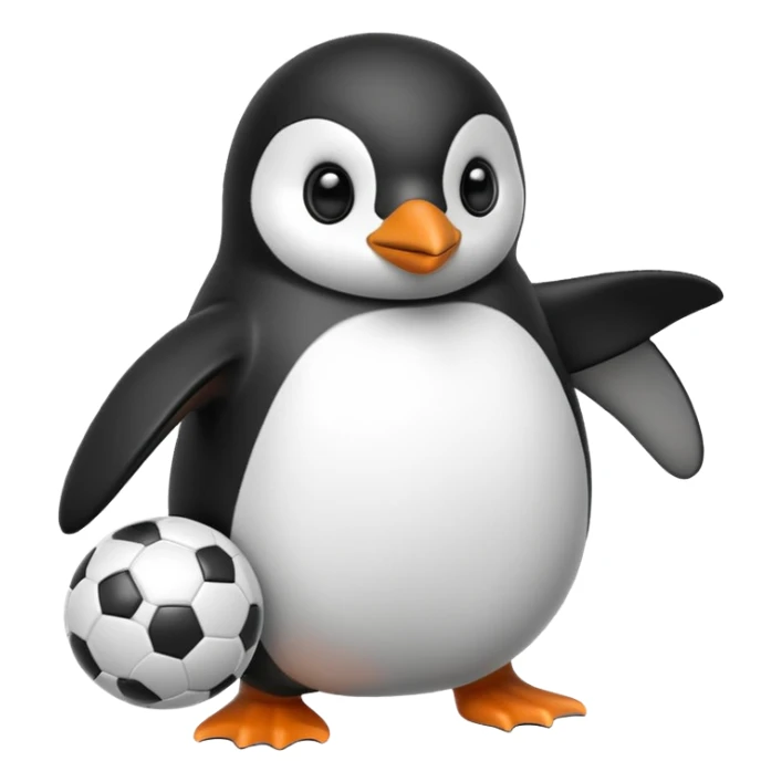 Penguin playing football sticker