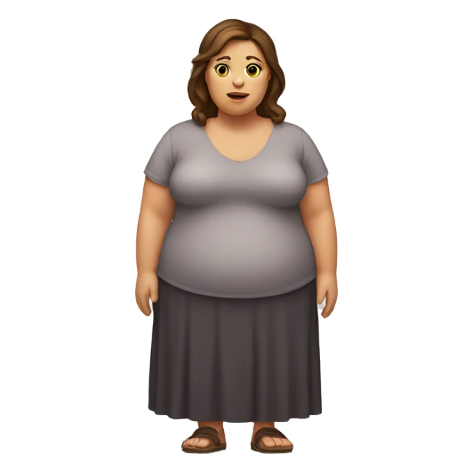 fat-woman full body with brown hair and brown eyes sticker