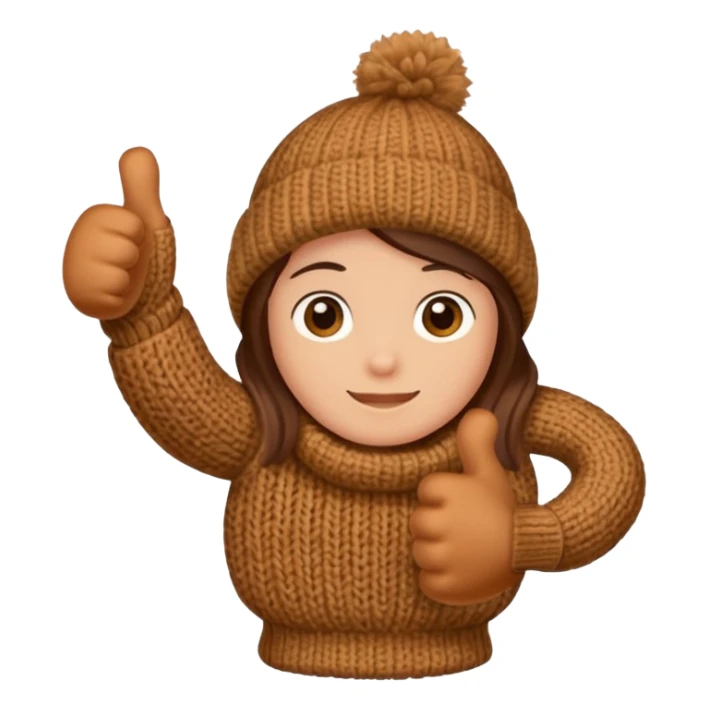 thumbs up in brown knit mitten sticker