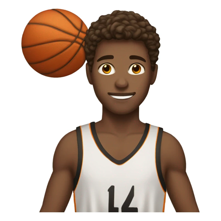 white boy with brown hair holding a basketball sticker