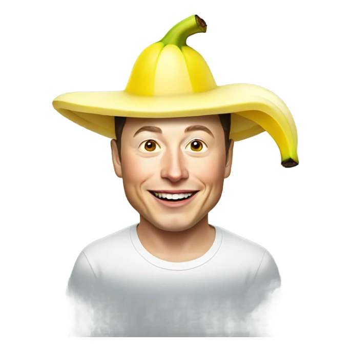 Elon musk with a banana hat sticker