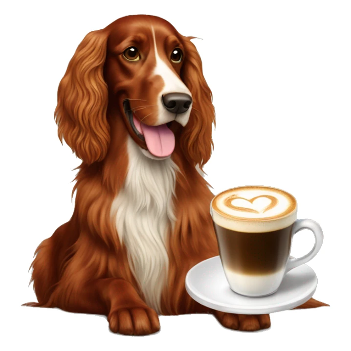 Happy Irish setter with cappuccino  sticker