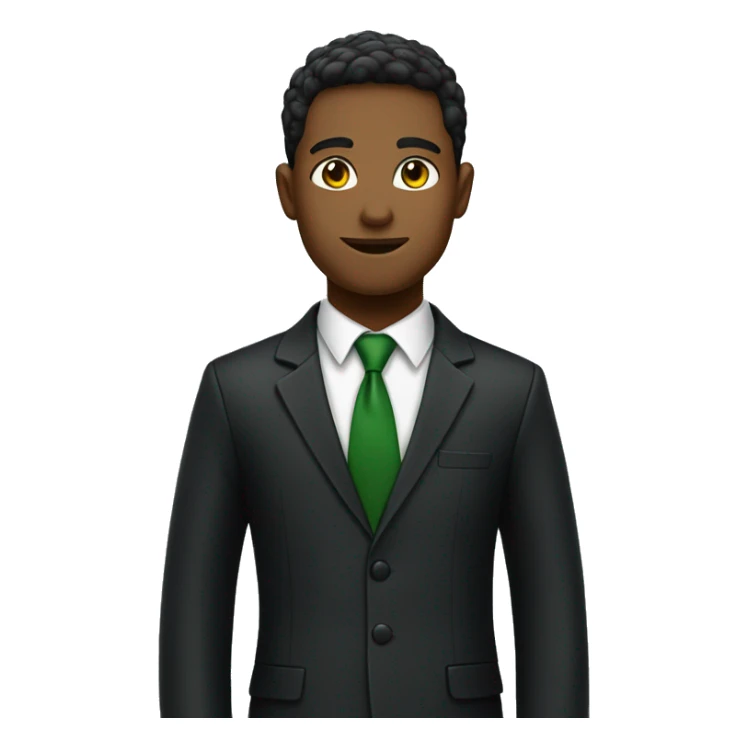 school prefect wearing a black suit with a green shirt inside and a green tie sticker