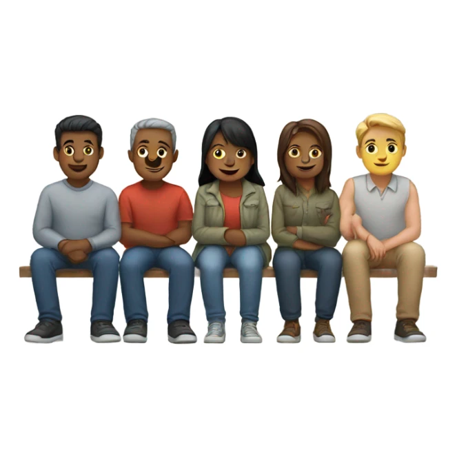 row of 6 people sitting sticker