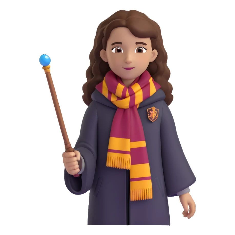 Hermione Granger with wand and Gryffindor scarf sticker