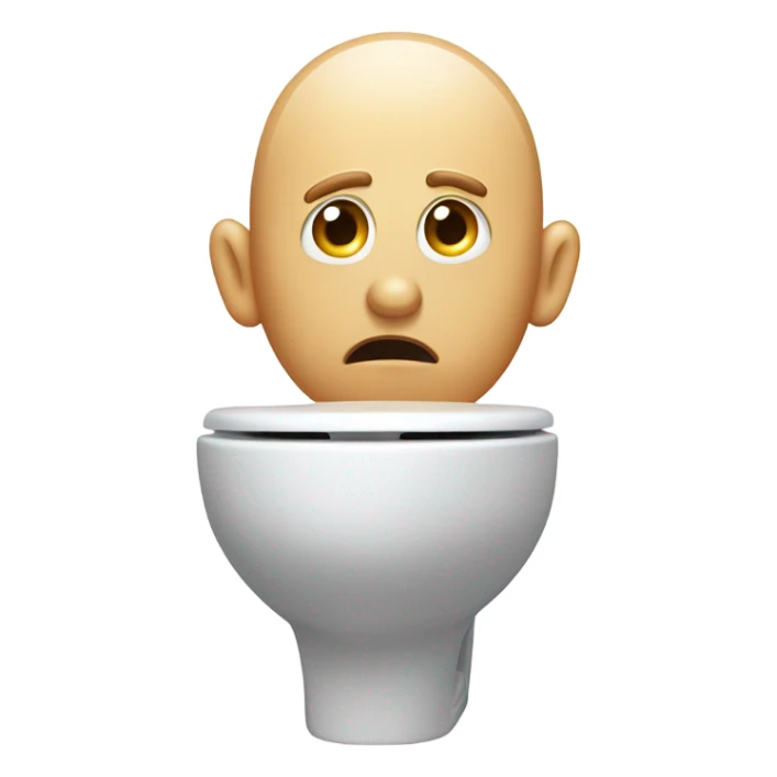Guys head with big eyes coming out of white toliet  sticker