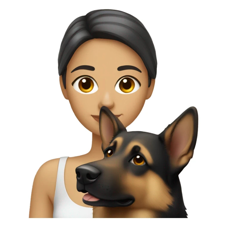 pale skin hispanic woman with german shepherd sticker