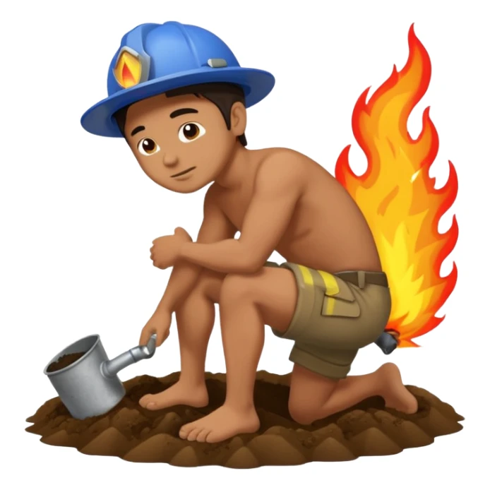 Man trying to get the fire off while rubbing his butt in the tracks sticker